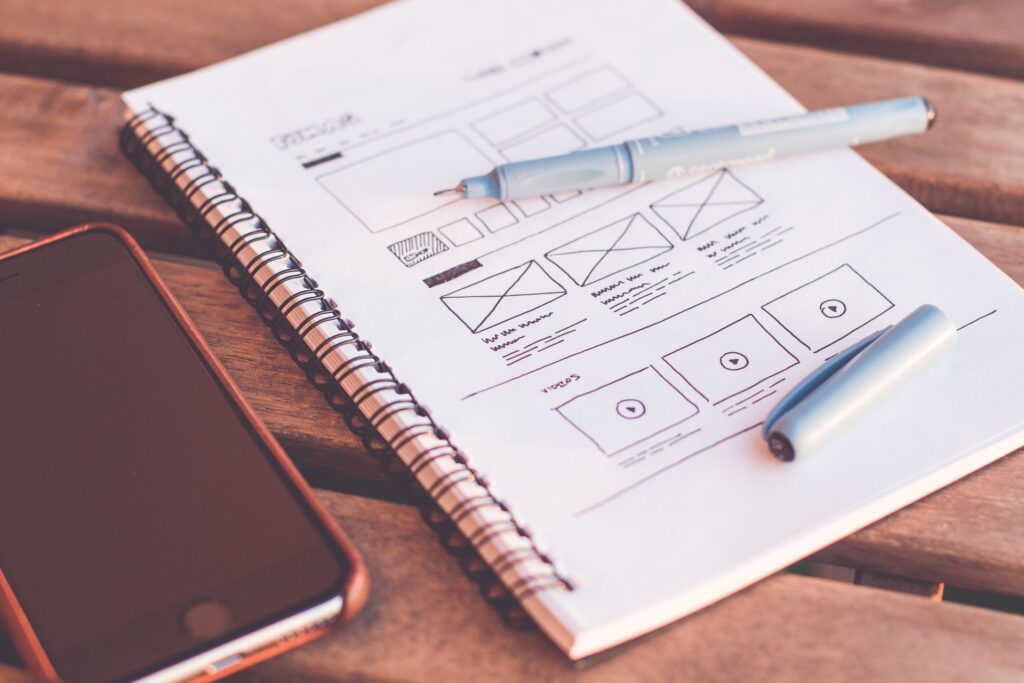 Website wireframe sketches for a Manchester web design project